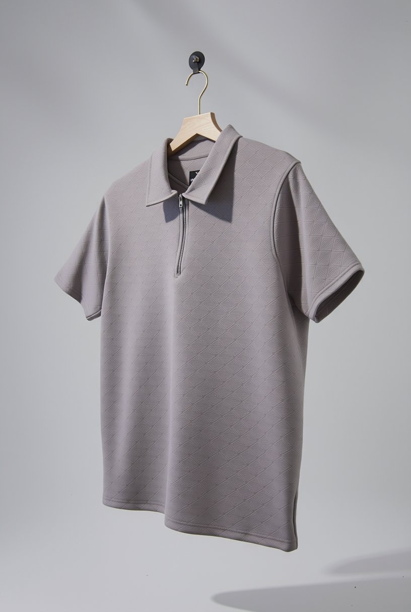 Zipper Polo T-Shirt  Designer Fabric Polycotton